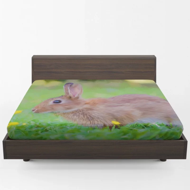 Rabbit in Artistic Oil Paint Filter Whimsical Charm Fitted Sheet