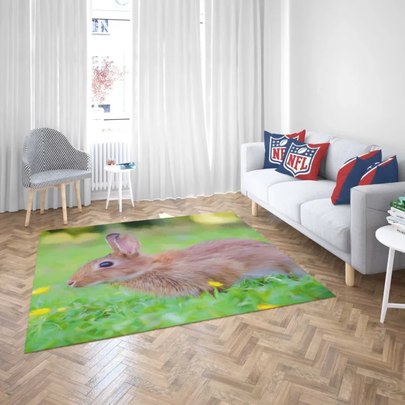 Rabbit in Artistic Oil Paint Filter Whimsical Charm Rug 2