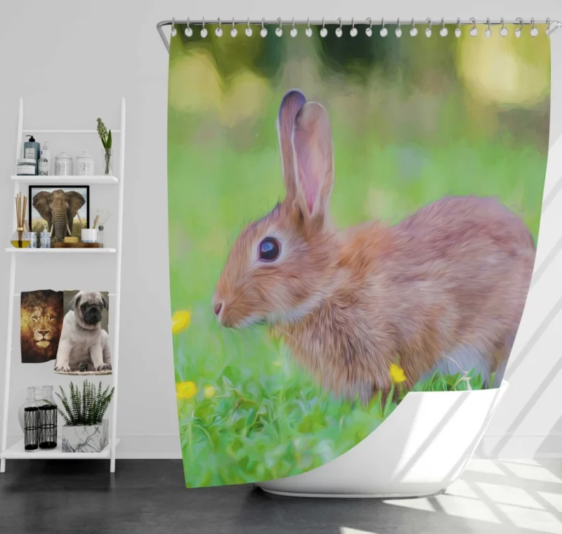 Rabbit in Artistic Oil Paint Filter Whimsical Charm Shower Curtain