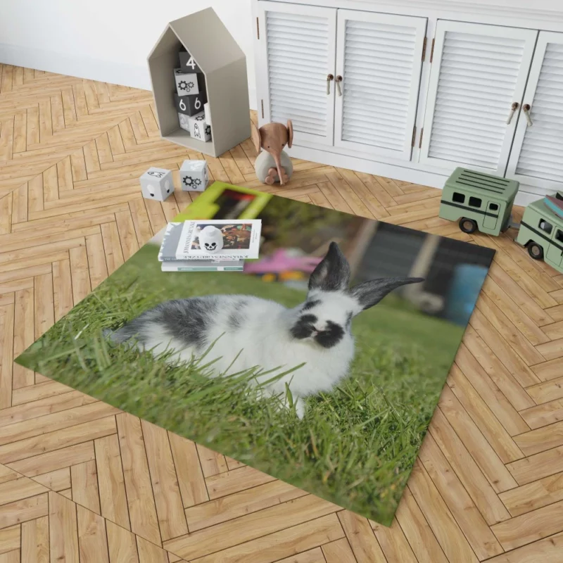 Rabbit in Grass Quiet Wilderness Rug 1