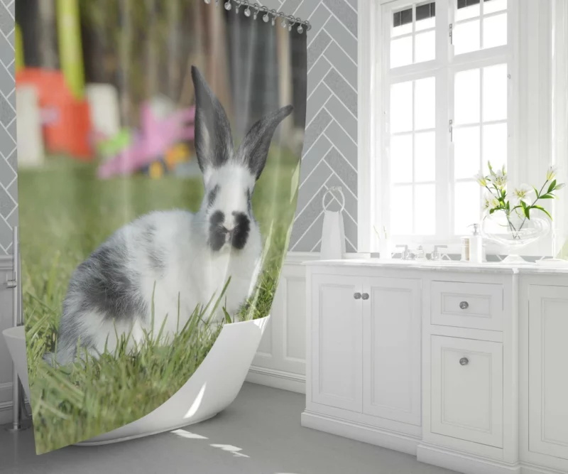 Rabbit in Grass Quiet Wilderness Shower Curtain 1