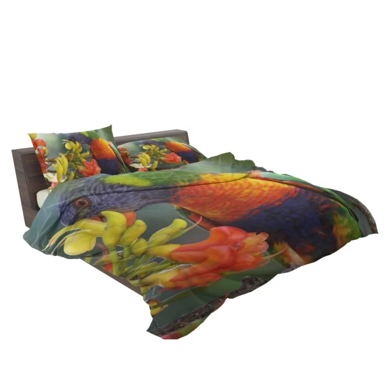 Rainbow Lorikeet Colorful Feast Vibrant Bird Bedding Set 2