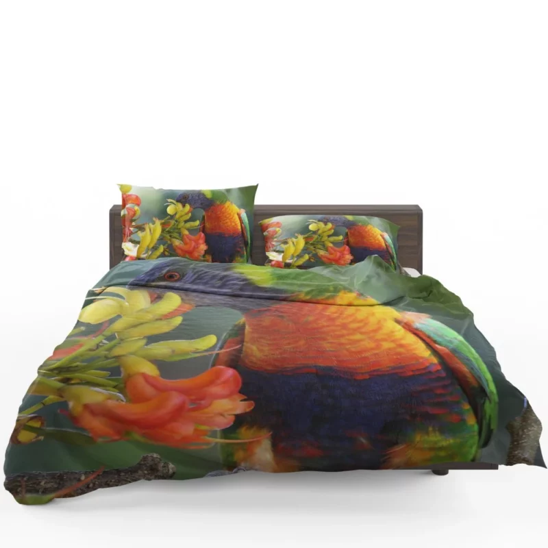 Rainbow Lorikeet Colorful Feast Vibrant Bird Bedding Set