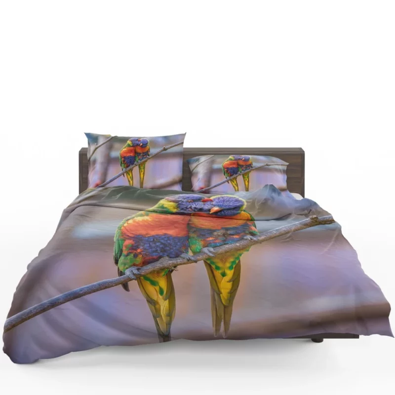 Rainbow Lorikeet Colorful Plumage Parrot Beauty Bedding Set