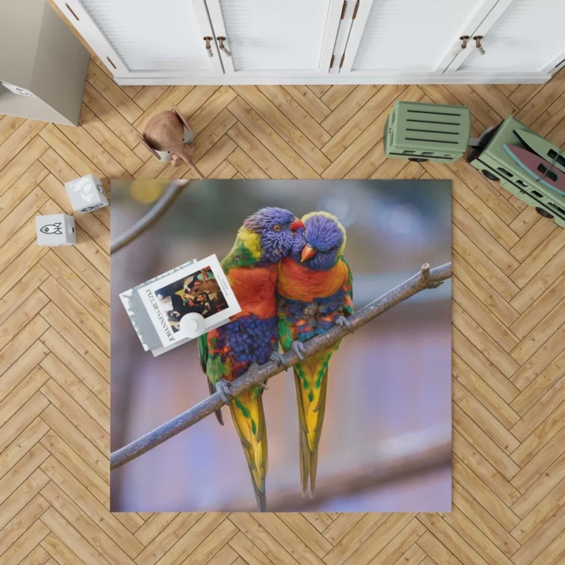 Rainbow Lorikeet Colorful Plumage Parrot Beauty Rug