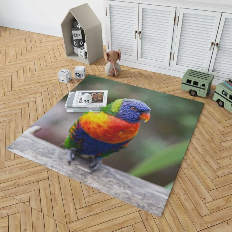 Rainbow Lorikeet Vibrant Plumage Parrot Beauty Rug 1