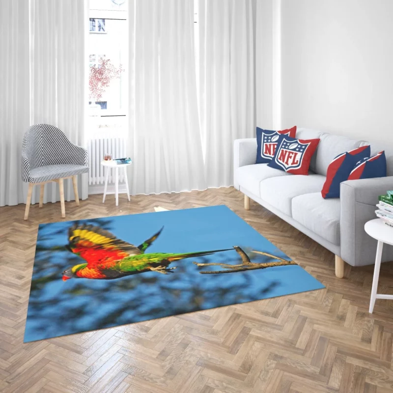 Rainbow Lorikeet Wholesome Flight Playful Parrot Rug 2