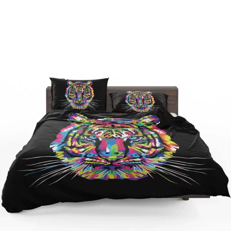 Rainbow Tiger Head Artistic Wonder Bedding Set