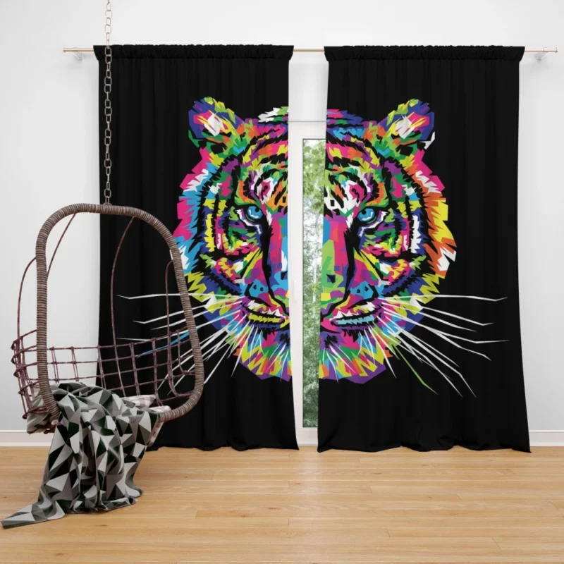 Rainbow Tiger Head Artistic Wonder Curtain