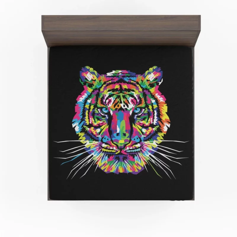 Rainbow Tiger Head Artistic Wonder Fitted Sheet 1