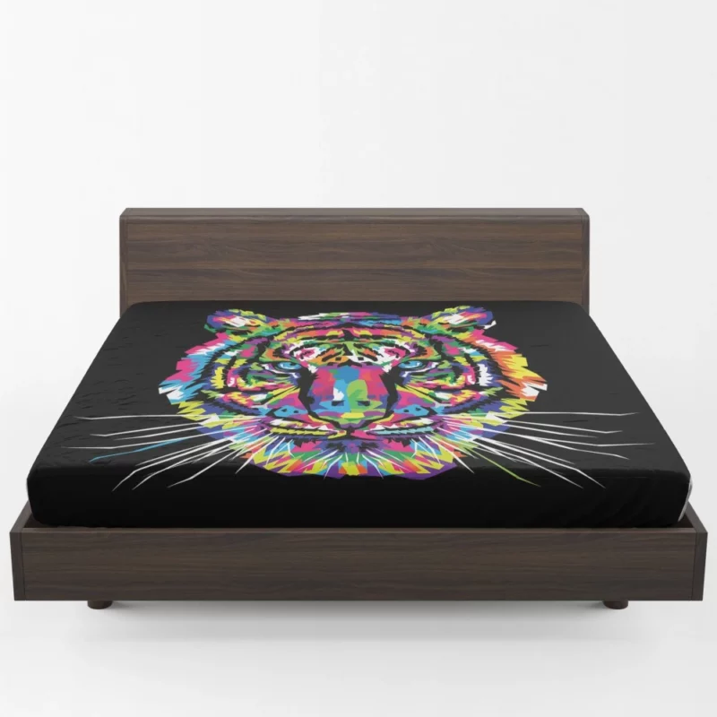 Rainbow Tiger Head Artistic Wonder Fitted Sheet