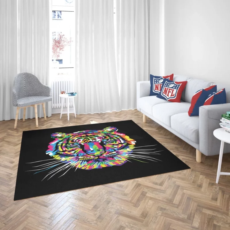 Rainbow Tiger Head Artistic Wonder Rug 2