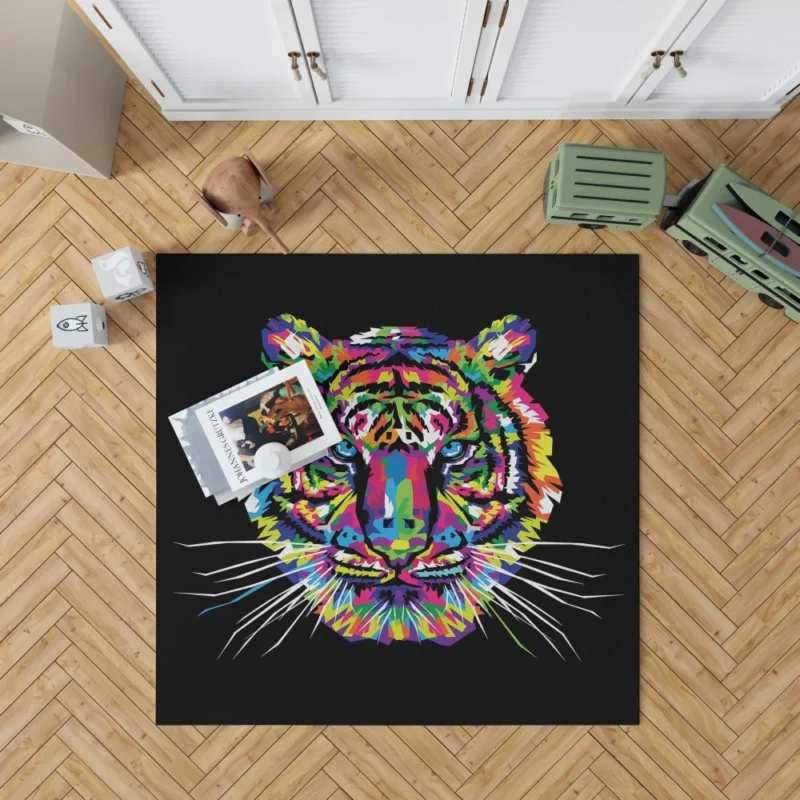 Rainbow Tiger Head Artistic Wonder Rug