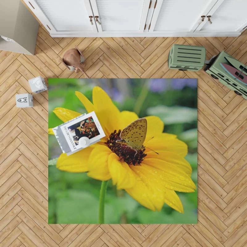 Rainy Butterfly Nature Whimsical Beauty Rug