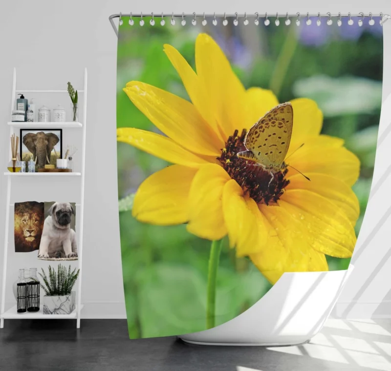 Rainy Butterfly Nature Whimsical Beauty Shower Curtain