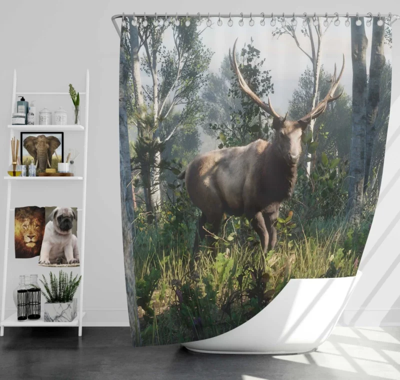 Red Dead Redemption 2 Majestic Deer Shower Curtain