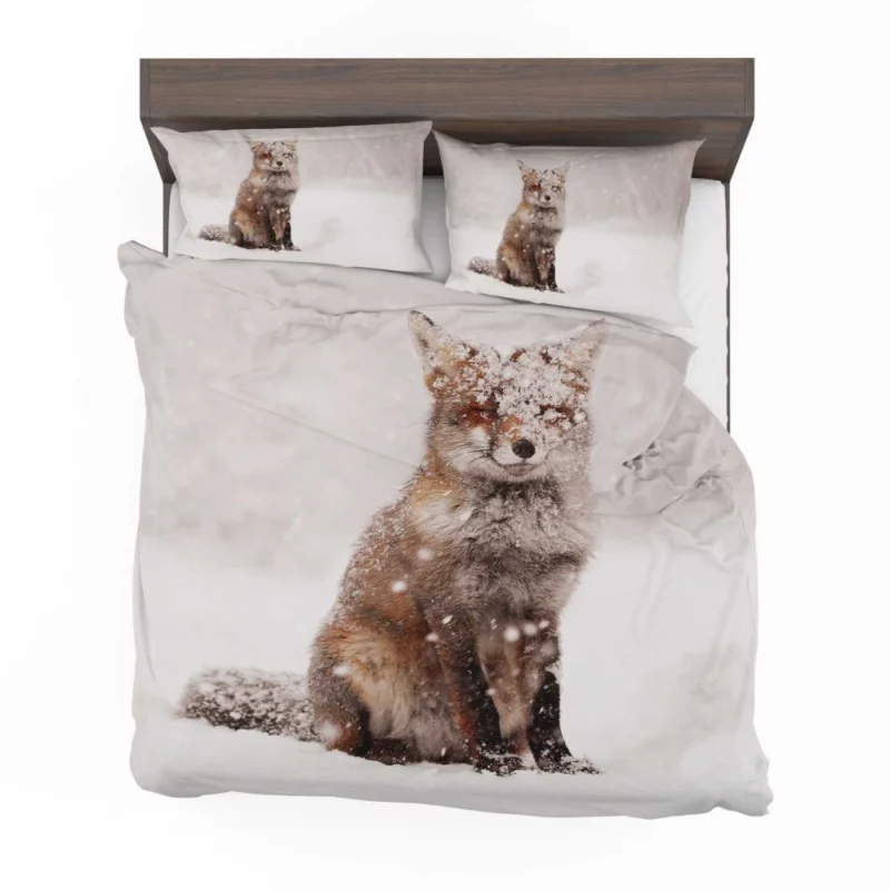 Red Fox Winter Adventure Snowfall Beauty Bedding Set 1