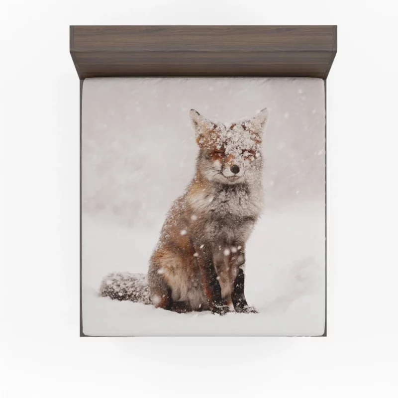 Red Fox Winter Adventure Snowfall Beauty Fitted Sheet 1