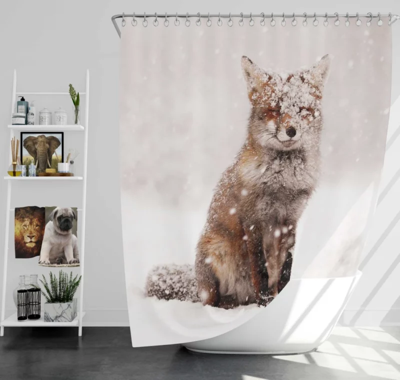 Red Fox Winter Adventure Snowfall Beauty Shower Curtain