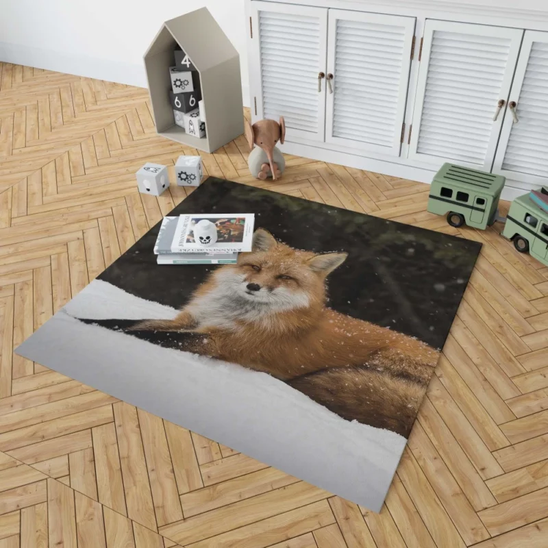 Red Fox Winter Wonderland Stroll Rug 1