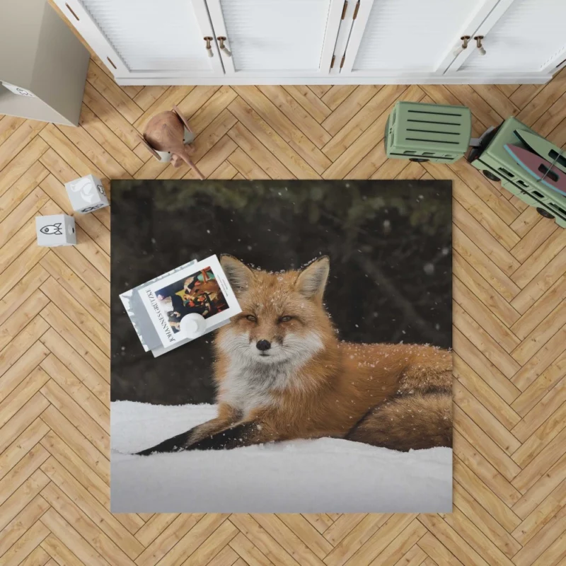 Red Fox Winter Wonderland Stroll Rug