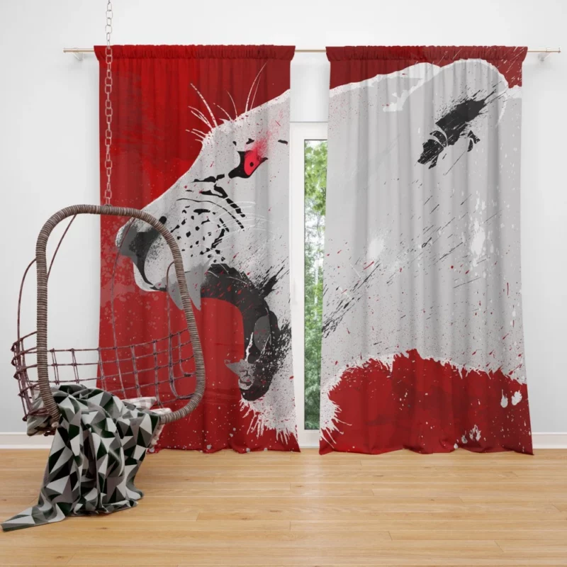 Red-Maned Lion Fierce Dominance Curtain