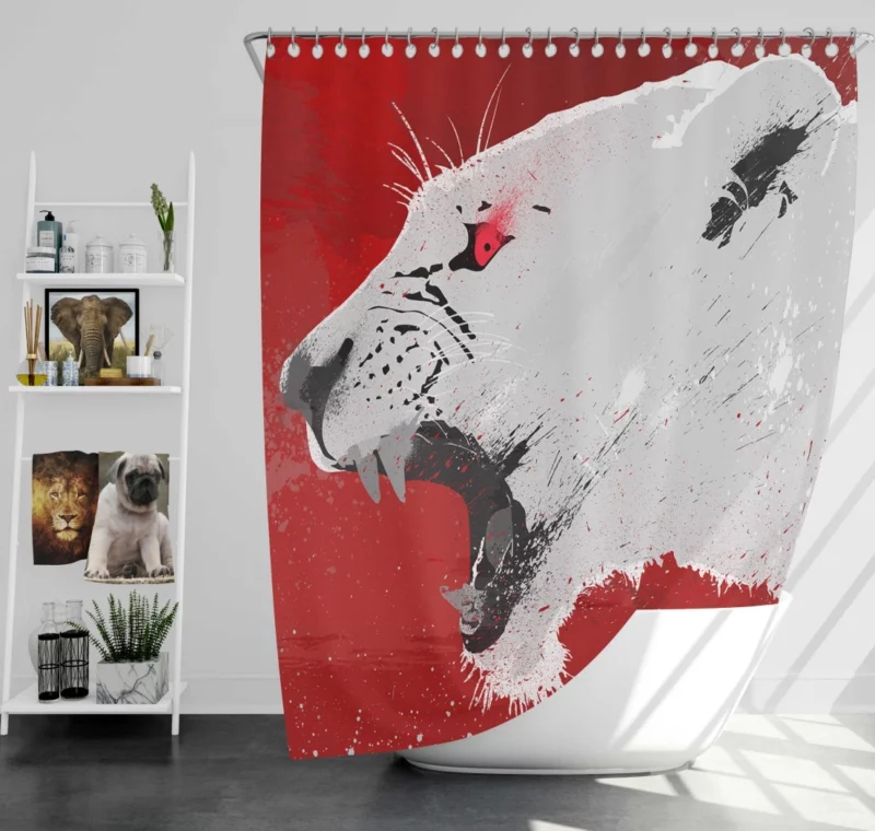 Red-Maned Lion Fierce Dominance Shower Curtain