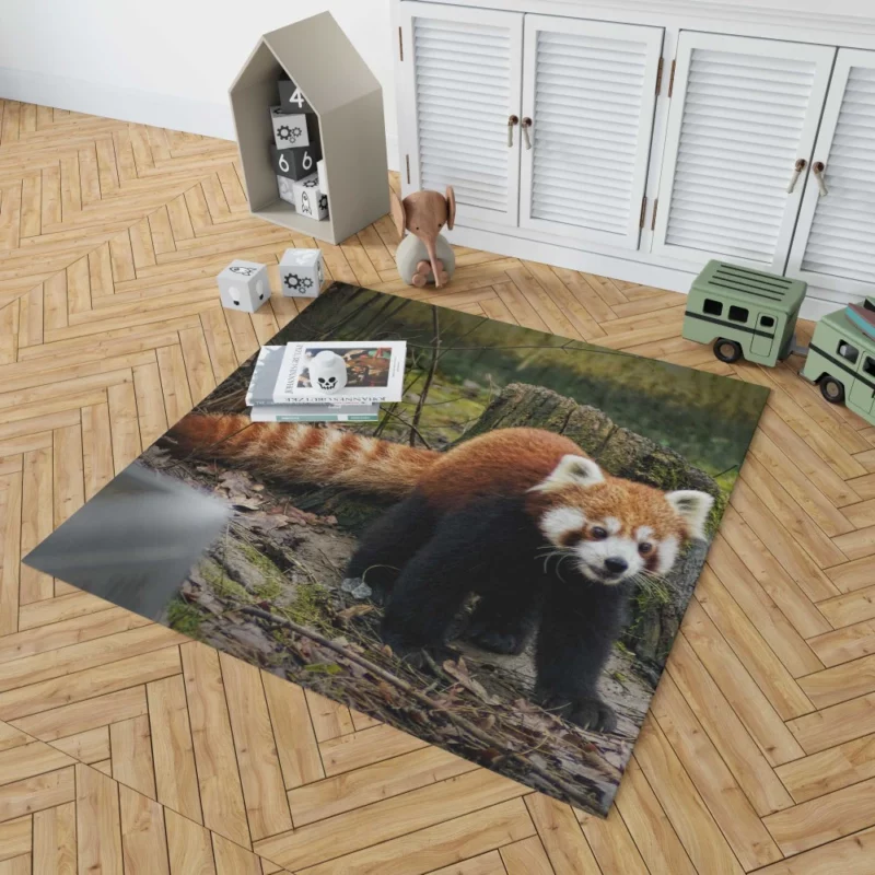 Red Panda on Stump Nature Serenity Rug 1