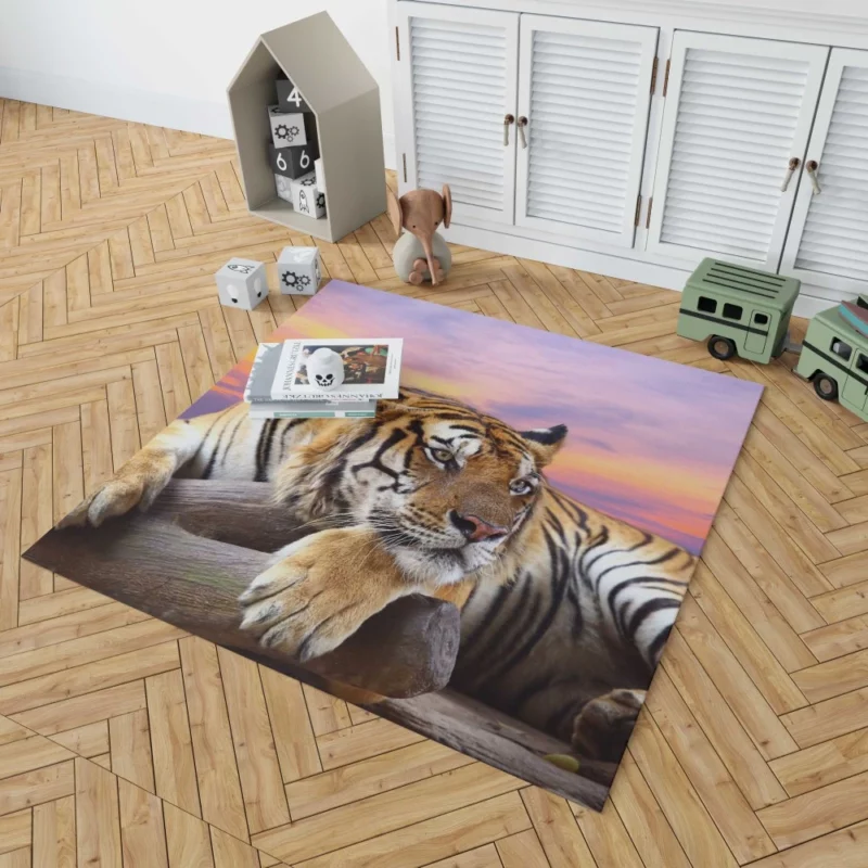 Resting Tiger at Sunset Majestic Grace Rug 1