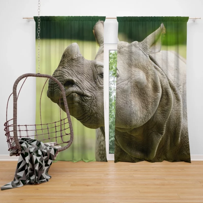 Rhino Majestic Stance Wilderness Grandeur Curtain