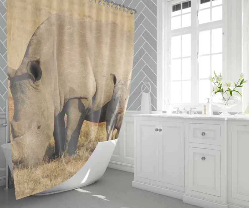 Rhino Tender Moment Maternal Love Shower Curtain 1