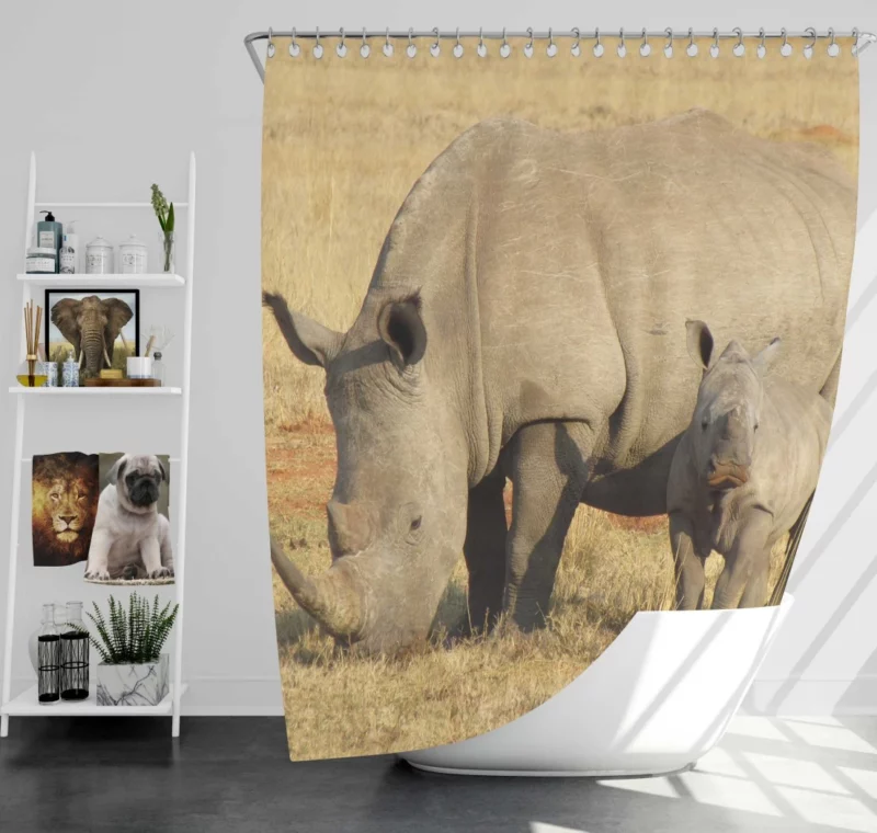 Rhino Tender Moment Maternal Love Shower Curtain