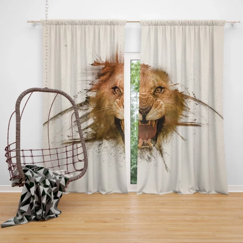 Roaring Lion King of Wilderness Curtain