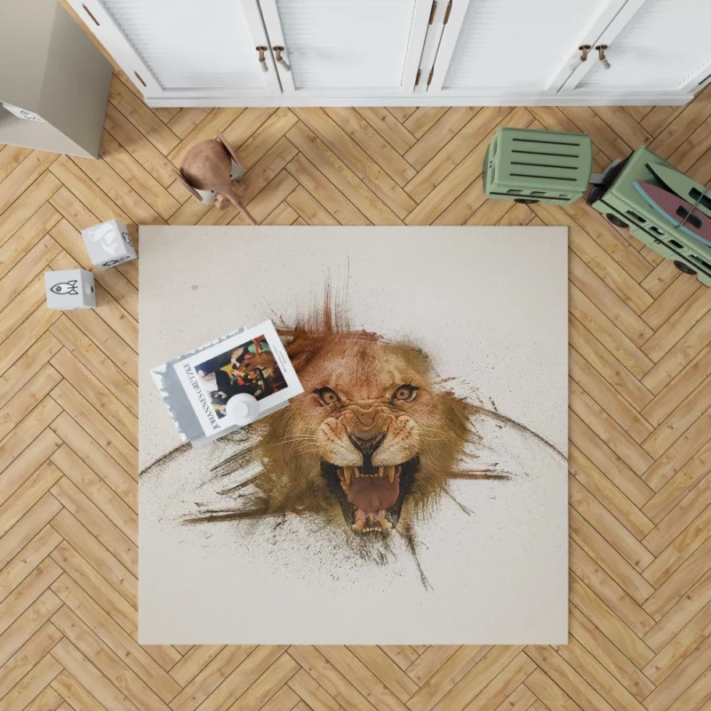 Roaring Lion King of Wilderness Rug