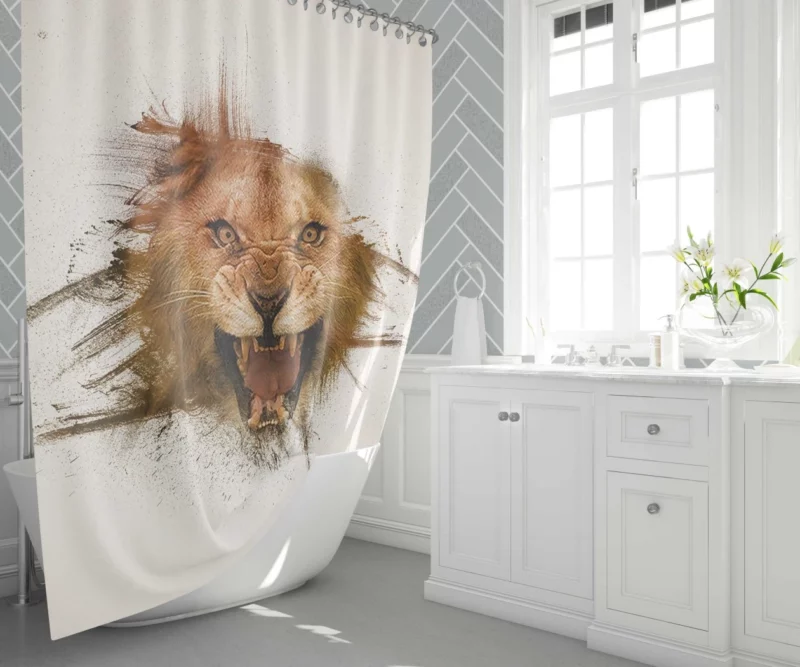 Roaring Lion King of Wilderness Shower Curtain 1