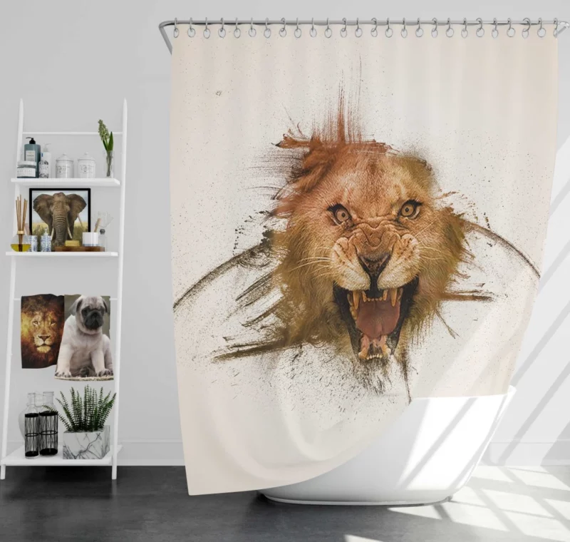 Roaring Lion King of Wilderness Shower Curtain