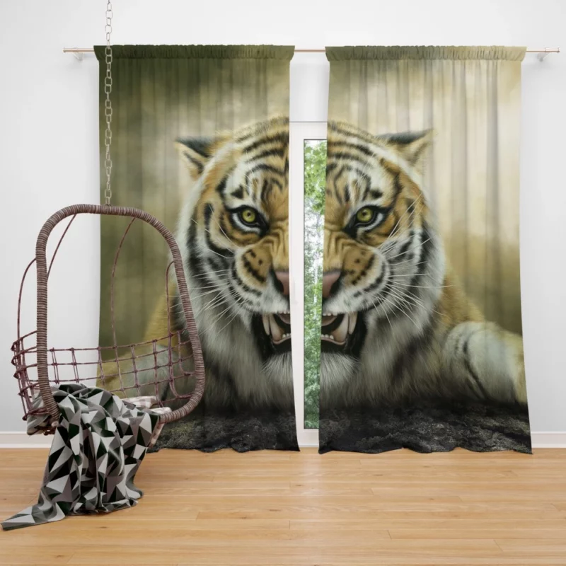 Roaring Tiger in Stunning Artwork Curtain