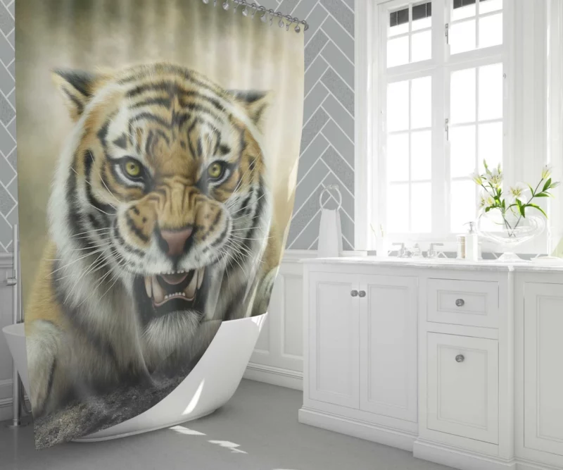 Roaring Tiger in Stunning Artwork Shower Curtain 1