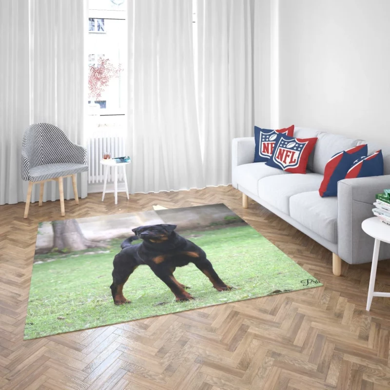 Rottweiler Regal Gaze Loyal Companion Rug 2