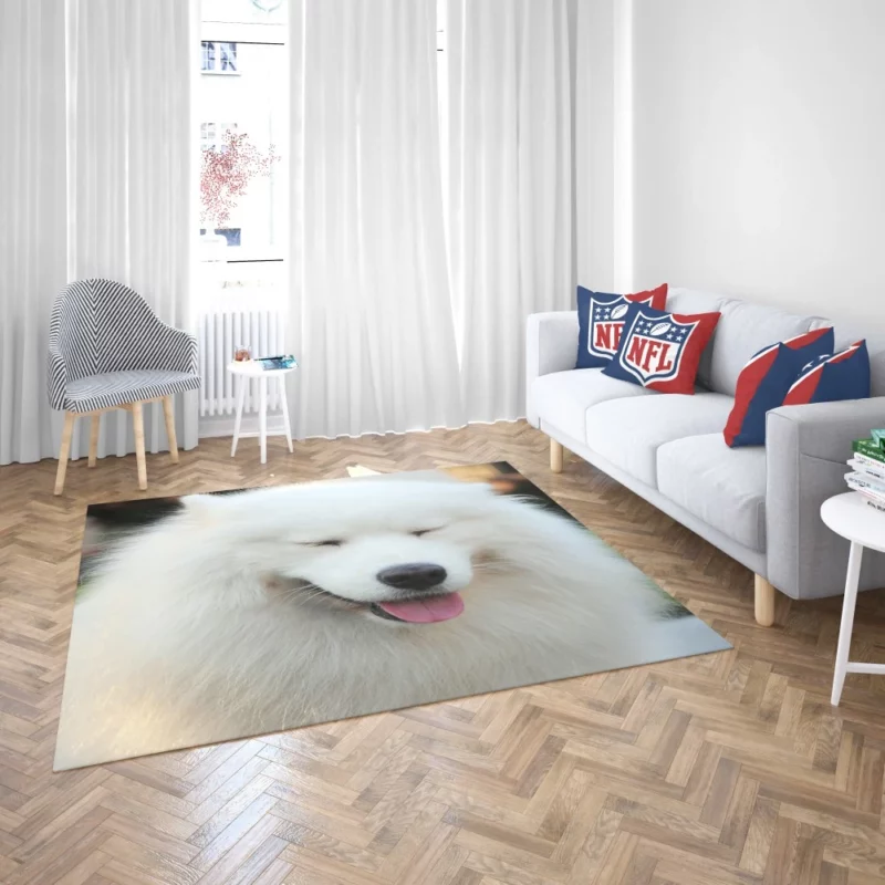 Samoyed Close-Up Fluffy Elegance Rug 2