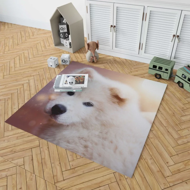 Samoyed Puppy Innocent Whimsy Rug 1