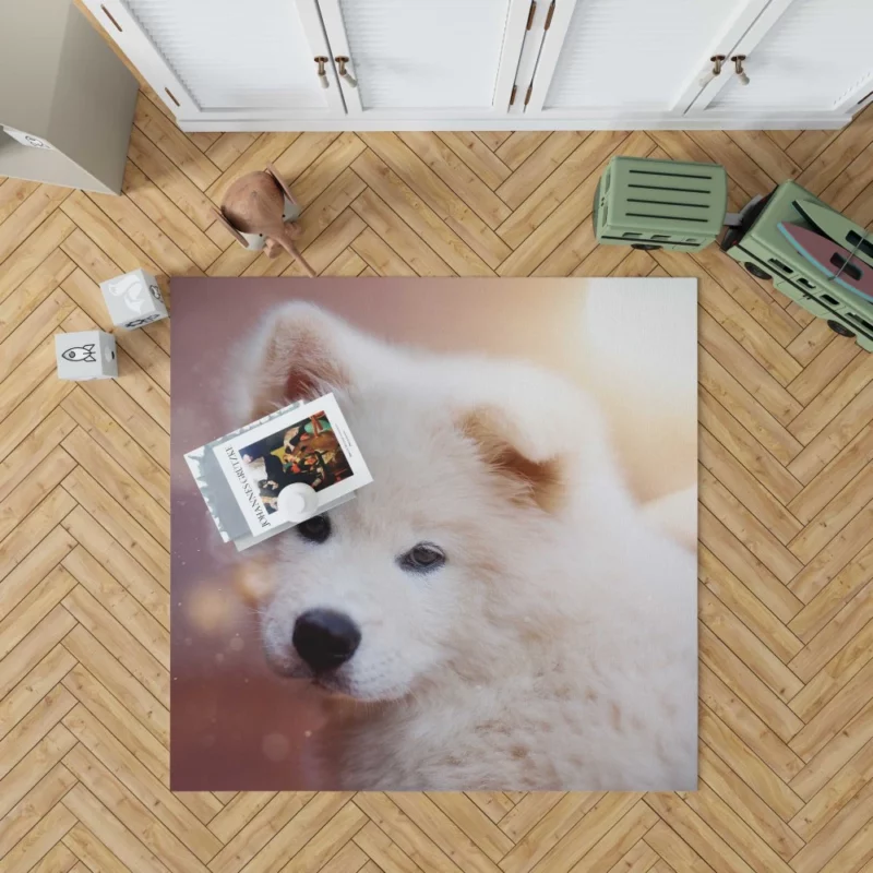 Samoyed Puppy Innocent Whimsy Rug