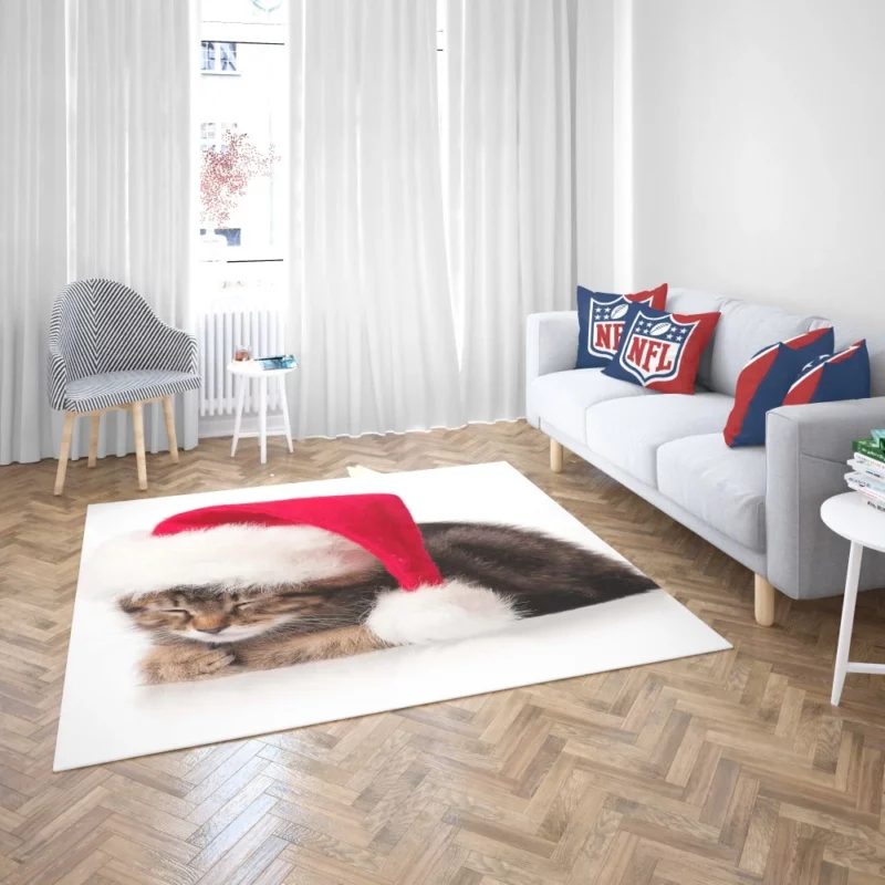 Santa Feline Helper Christmas Curiosity Rug 2