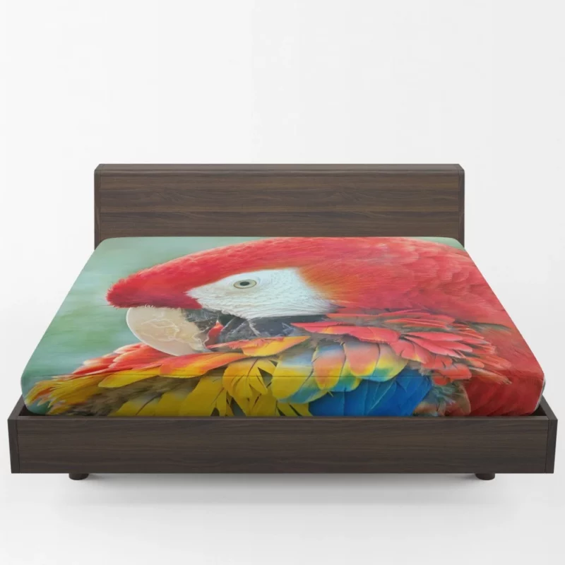 Scarlet Macaw Feathered Brilliance Tropical Charm Fitted Sheet