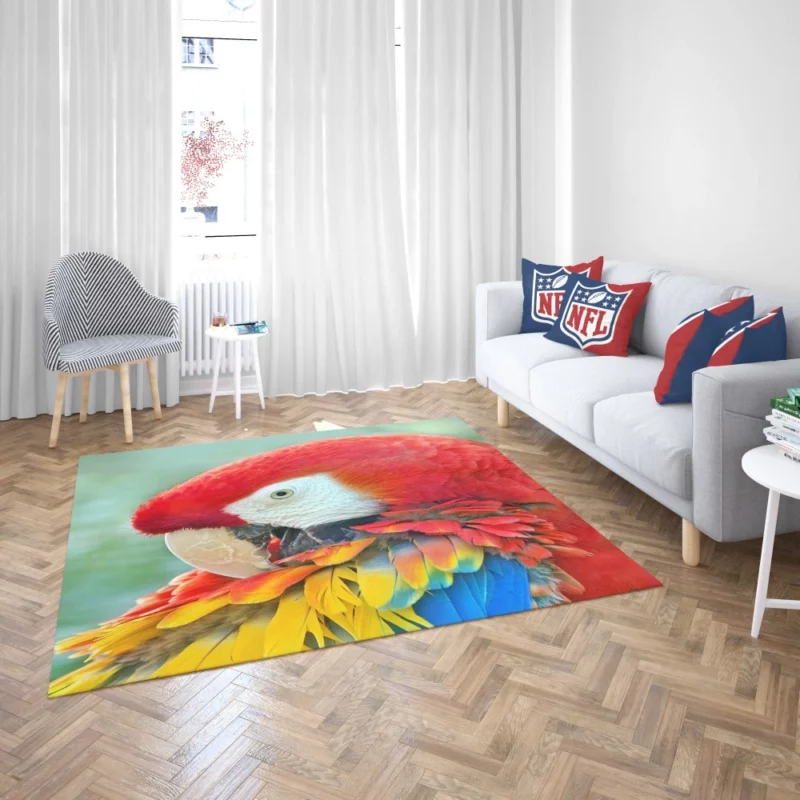 Scarlet Macaw Feathered Brilliance Tropical Charm Rug 2