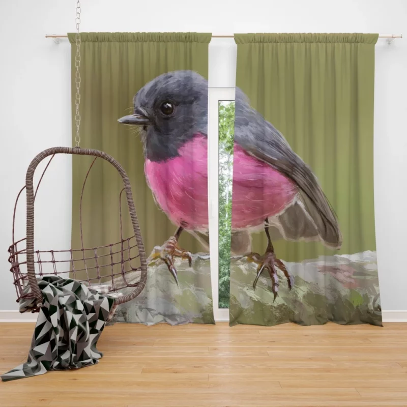 Scarlet Robin Artful Stance Painted Bird Curtain