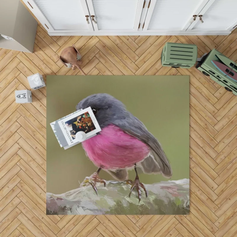 Scarlet Robin Artful Stance Painted Bird Rug