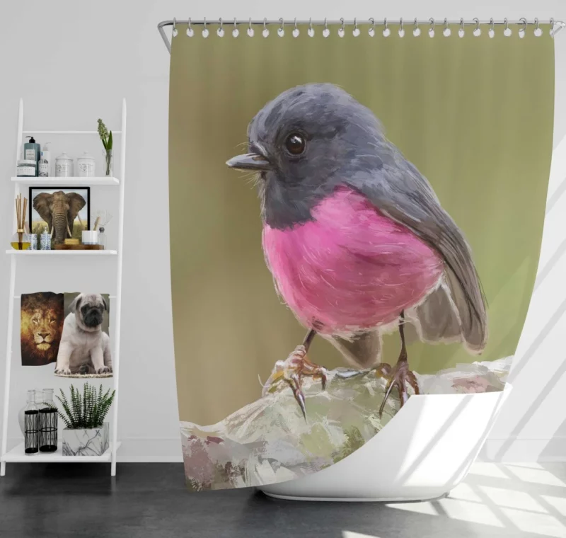 Scarlet Robin Artful Stance Painted Bird Shower Curtain