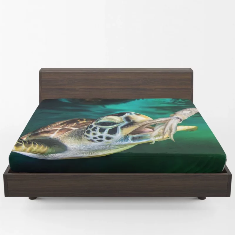 Sea Turtle Oceanic Encounter Squid Meal Fitted Sheet