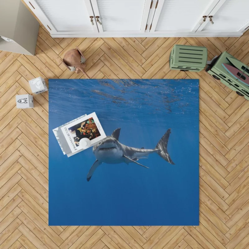 Shark Underwater Pursuit Ocean Drama Rug